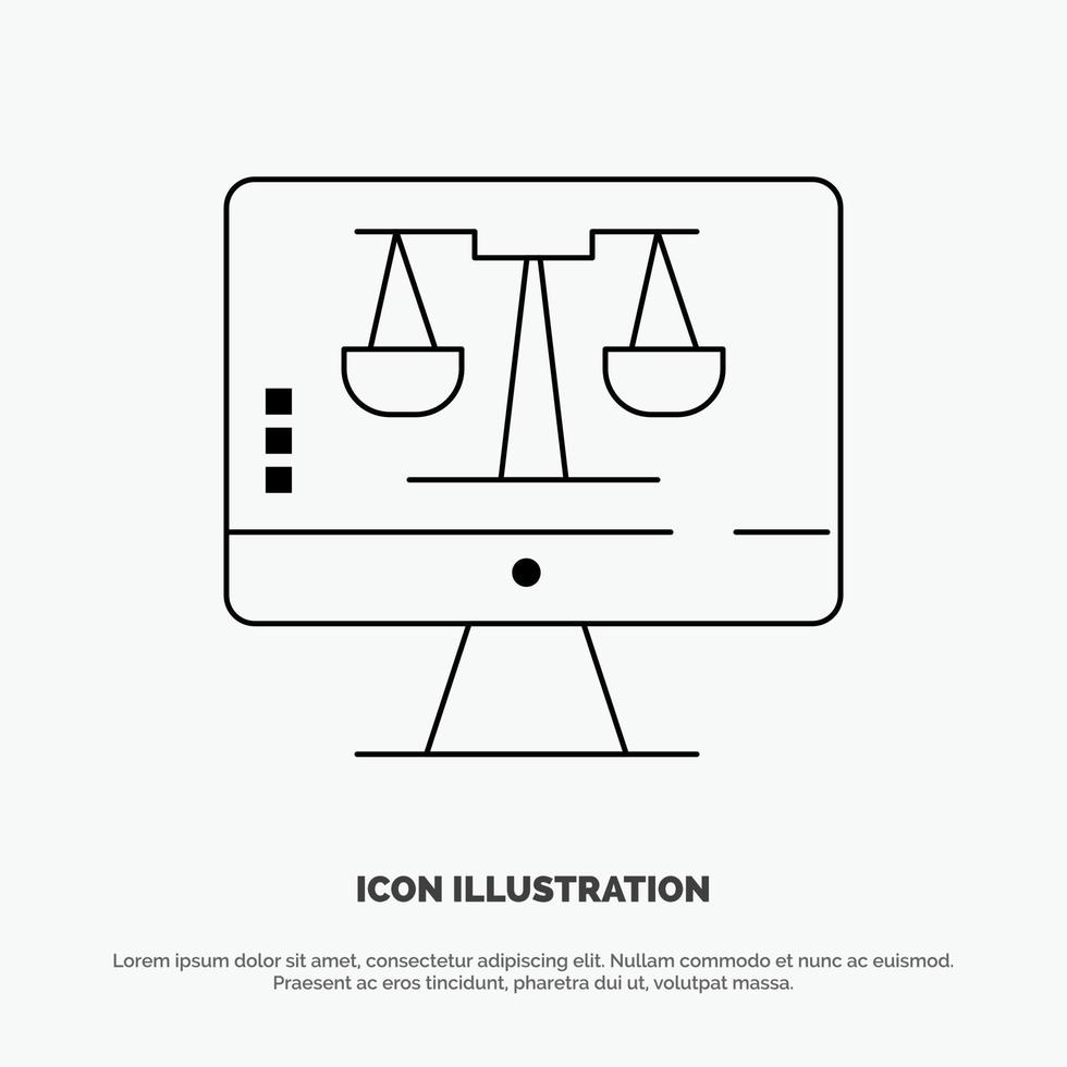 Digital Law Online Computer Technology Screen Line Icon Vector