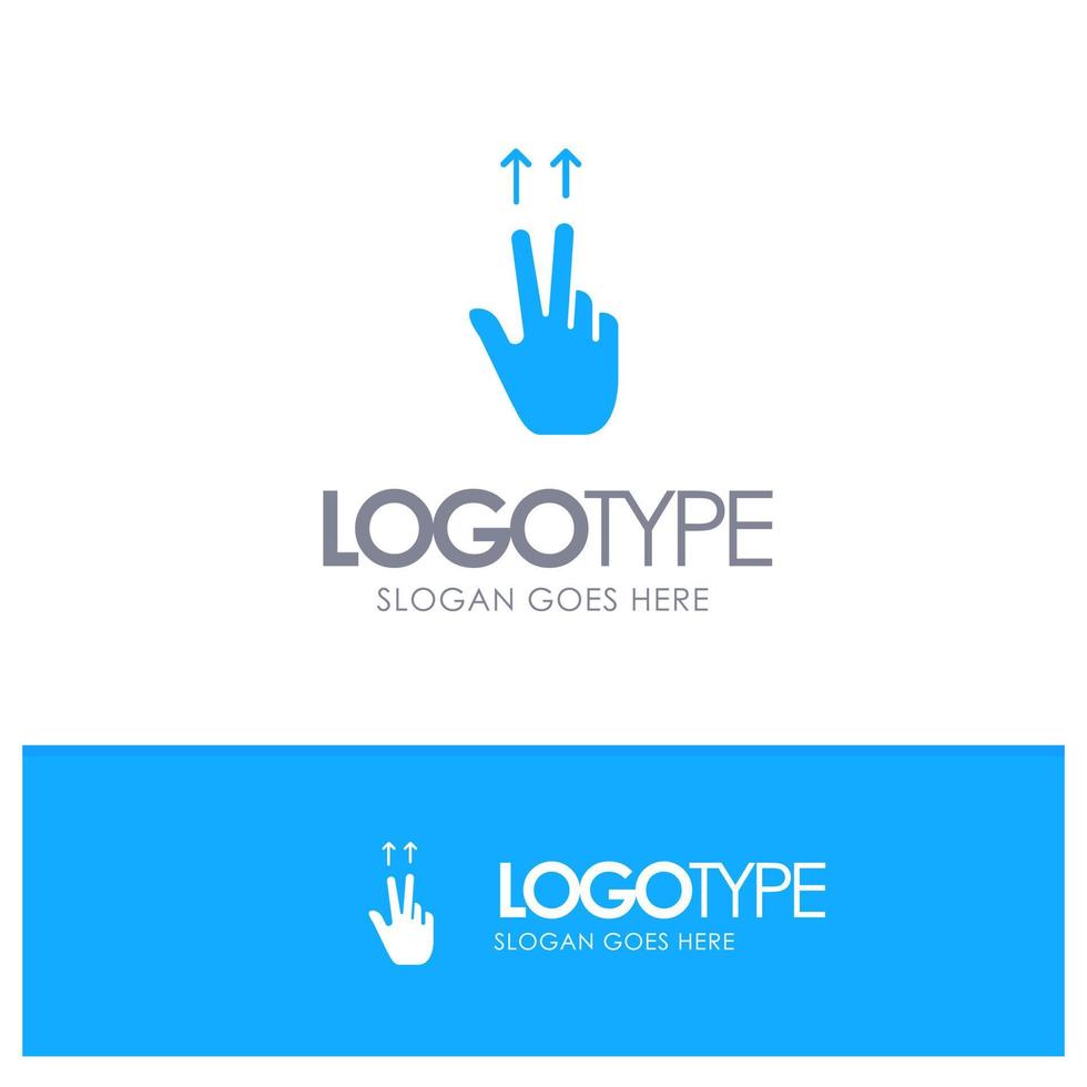 Fingers Gesture Ups Blue Solid Logo with place for tagline vector