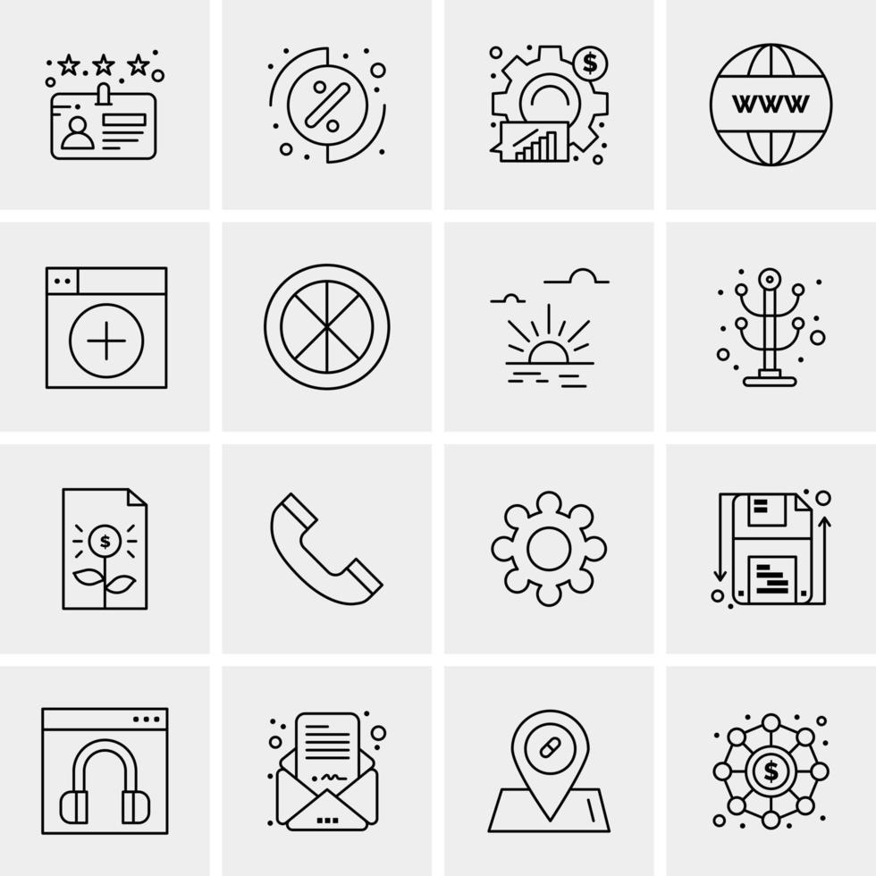 16 iconos de negocios universales vector ilustración de icono creativo para usar en proyectos relacionados con la web y dispositivos móviles