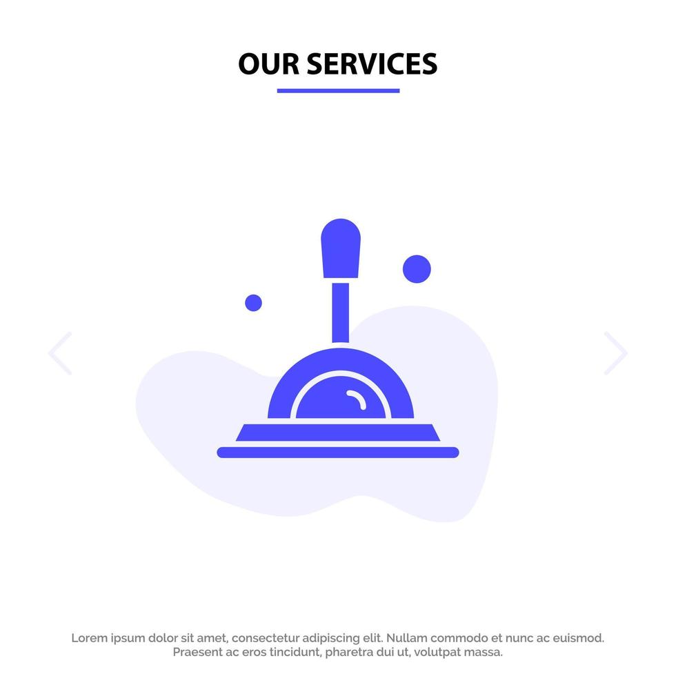 Our Services Search Magnifying Glass Deep Search Solid Glyph Icon Web card Template vector