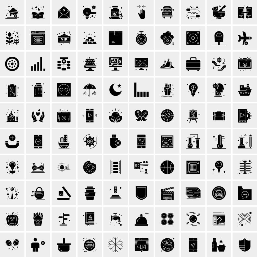 Set of 100 Universal Solid Icons vector