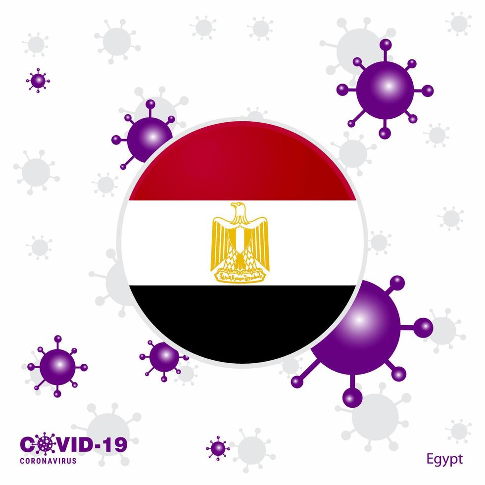 reza por egipto covid19 coronavirus tipografía bandera quédate en casa mantente saludable cuida tu propia salud vector