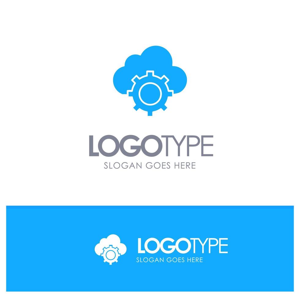 Cloud CloudComputing CloudSettings Blue Solid Logo with place for tagline vector