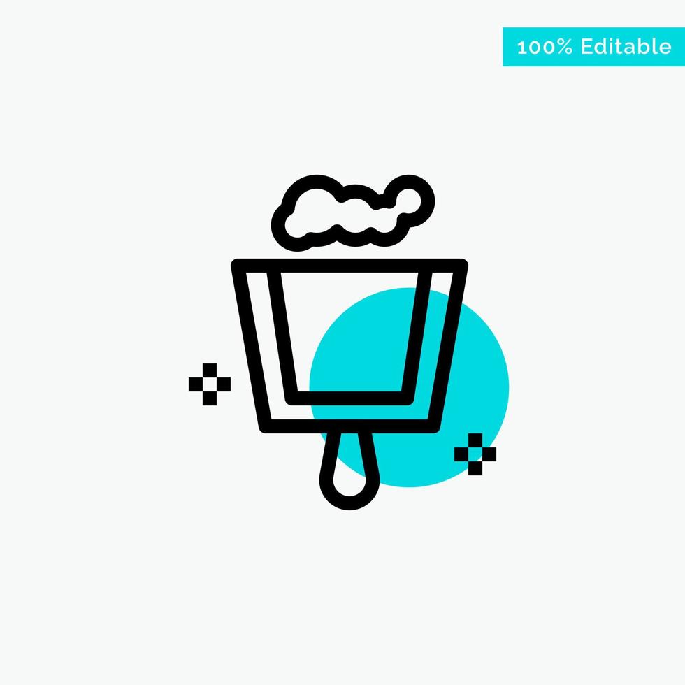 Broom Dustpan Sweep turquoise highlight circle point Vector icon