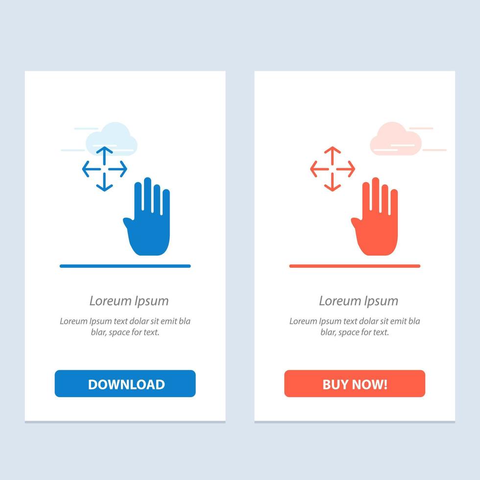 Hand Hand Cursor Up Hold  Blue and Red Download and Buy Now web Widget Card Template vector