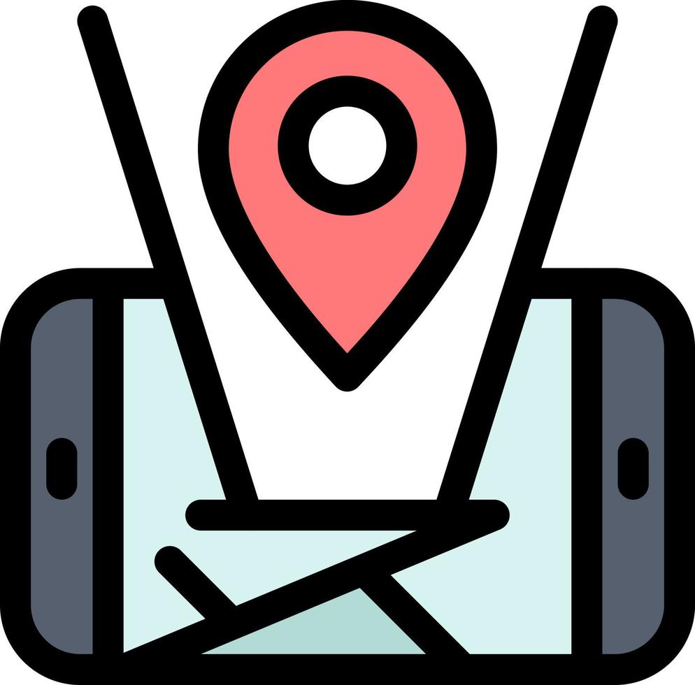 Map Mobile Location Technology  Flat Color Icon Vector icon banner Template