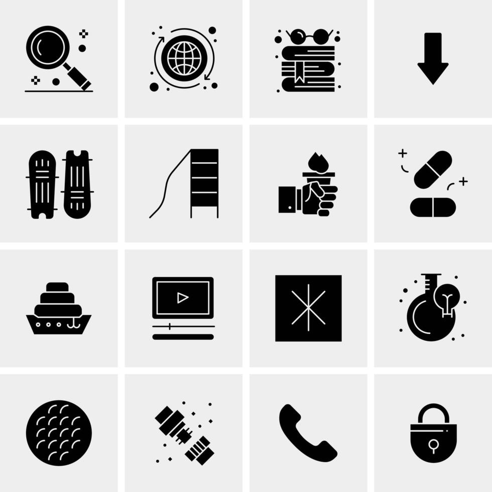 16 iconos de negocios universales vector ilustración de icono creativo para usar en proyectos relacionados con la web y dispositivos móviles