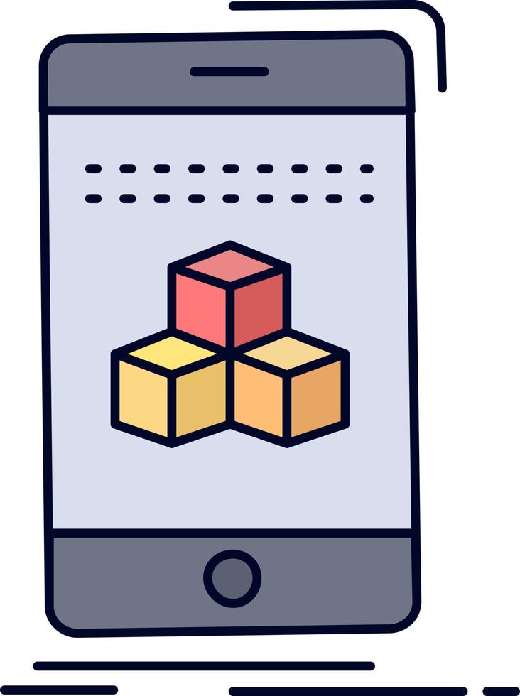 box 3d cube smartphone product Flat Color Icon Vector