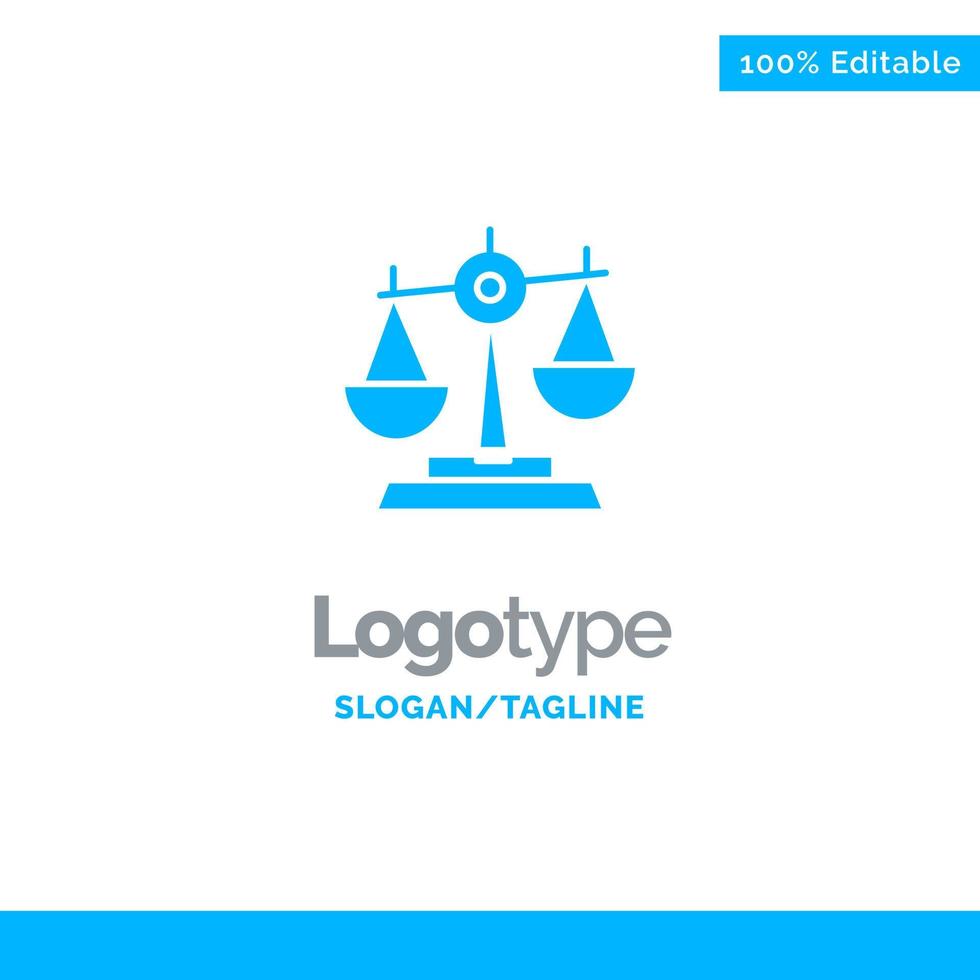 Balance Court Judge Justice Law Legal Scale Scales Blue Solid Logo Template Place for Tagline vector