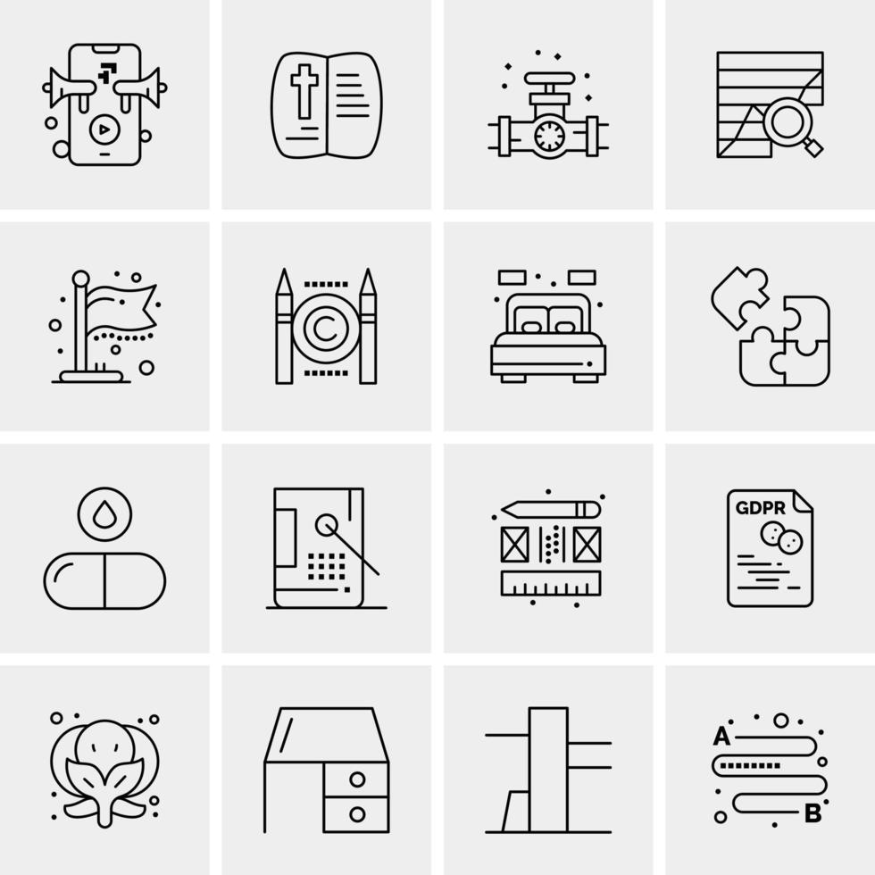 16 iconos de negocios universales vector ilustración de icono creativo para usar en proyectos relacionados con la web y dispositivos móviles