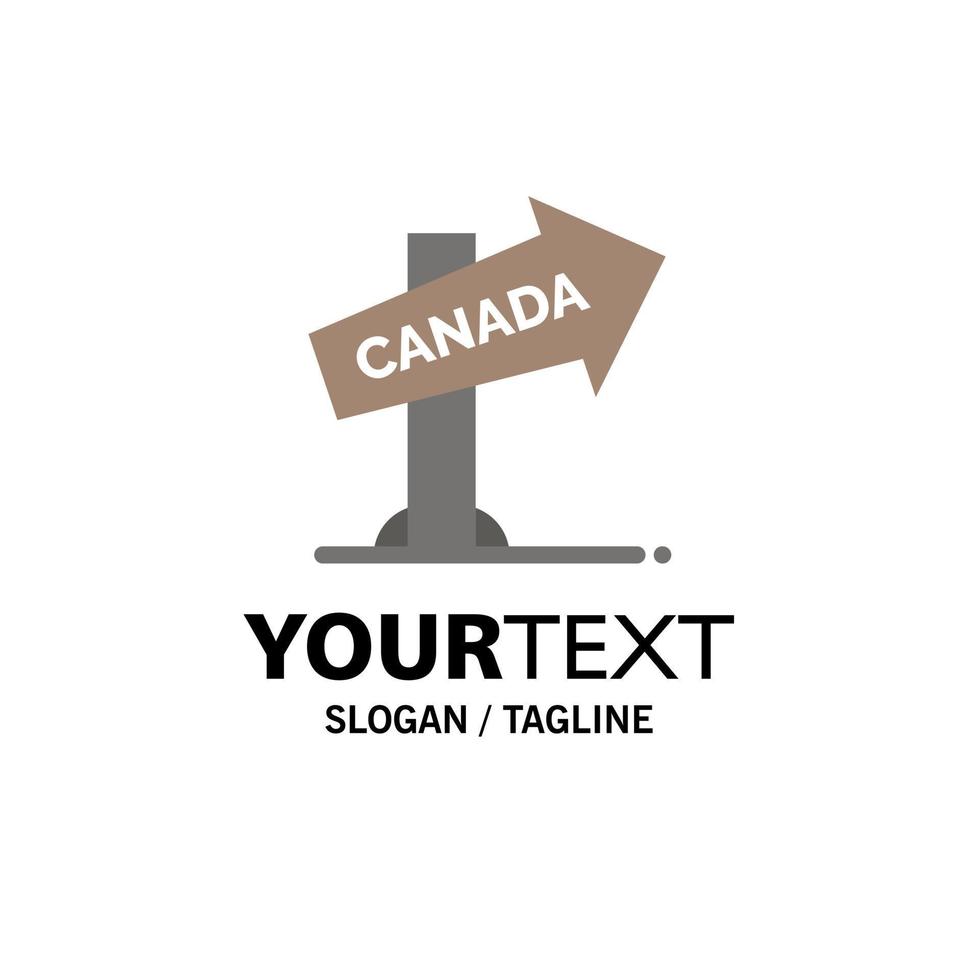 Canada Direction Location Sign Business Logo Template Flat Color vector