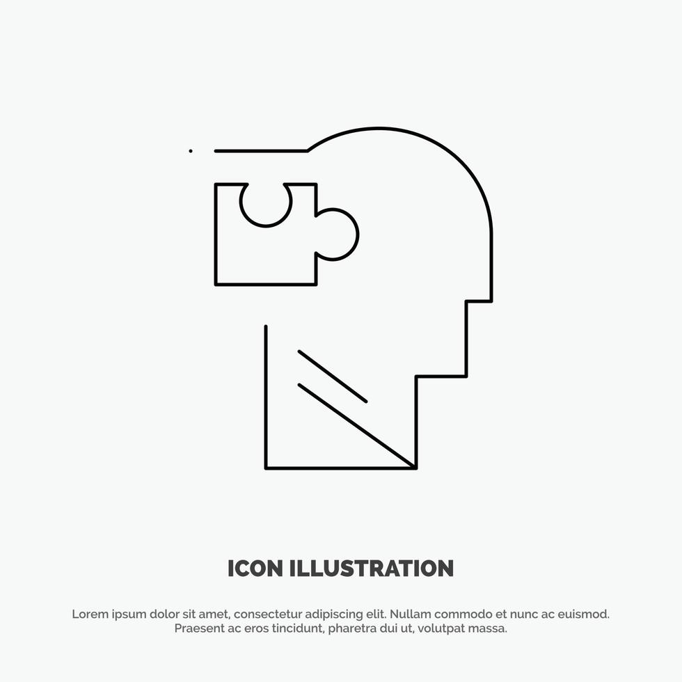 Human Logical Mind Puzzle Solution Line Icon Vector