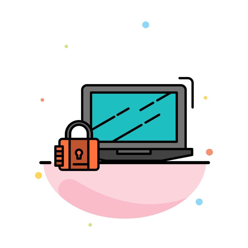 Computer Padlock Security Lock Login Abstract Flat Color Icon Template vector