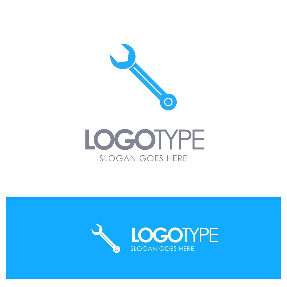 Wrench Adjustable Building Construction Repair Blue Solid Logo with place for tagline vector