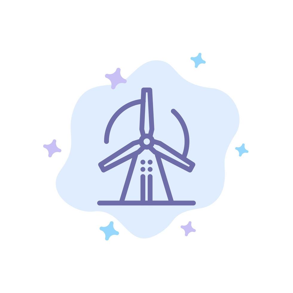 Turbine Wind Energy Power Blue Icon on Abstract Cloud Background vector