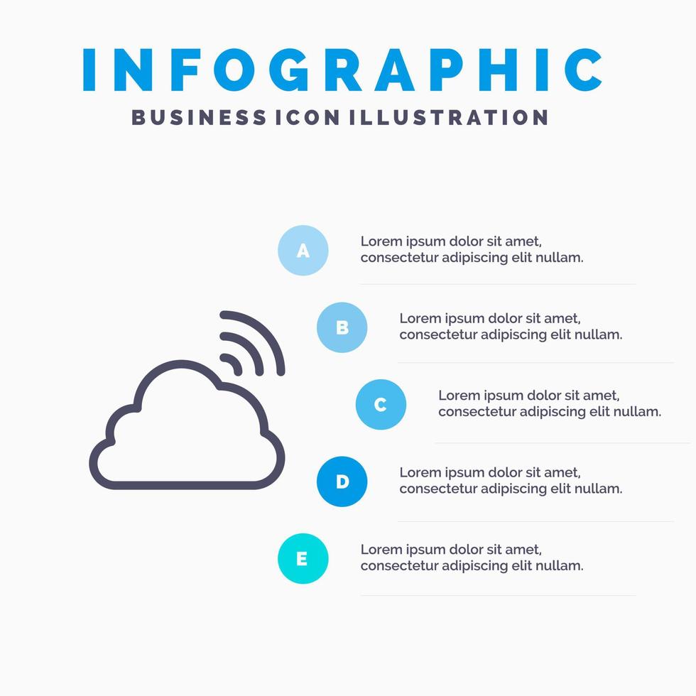 Cloud Rainbow Sky Spring Weather Line icon with 5 steps presentation infographics Background vector