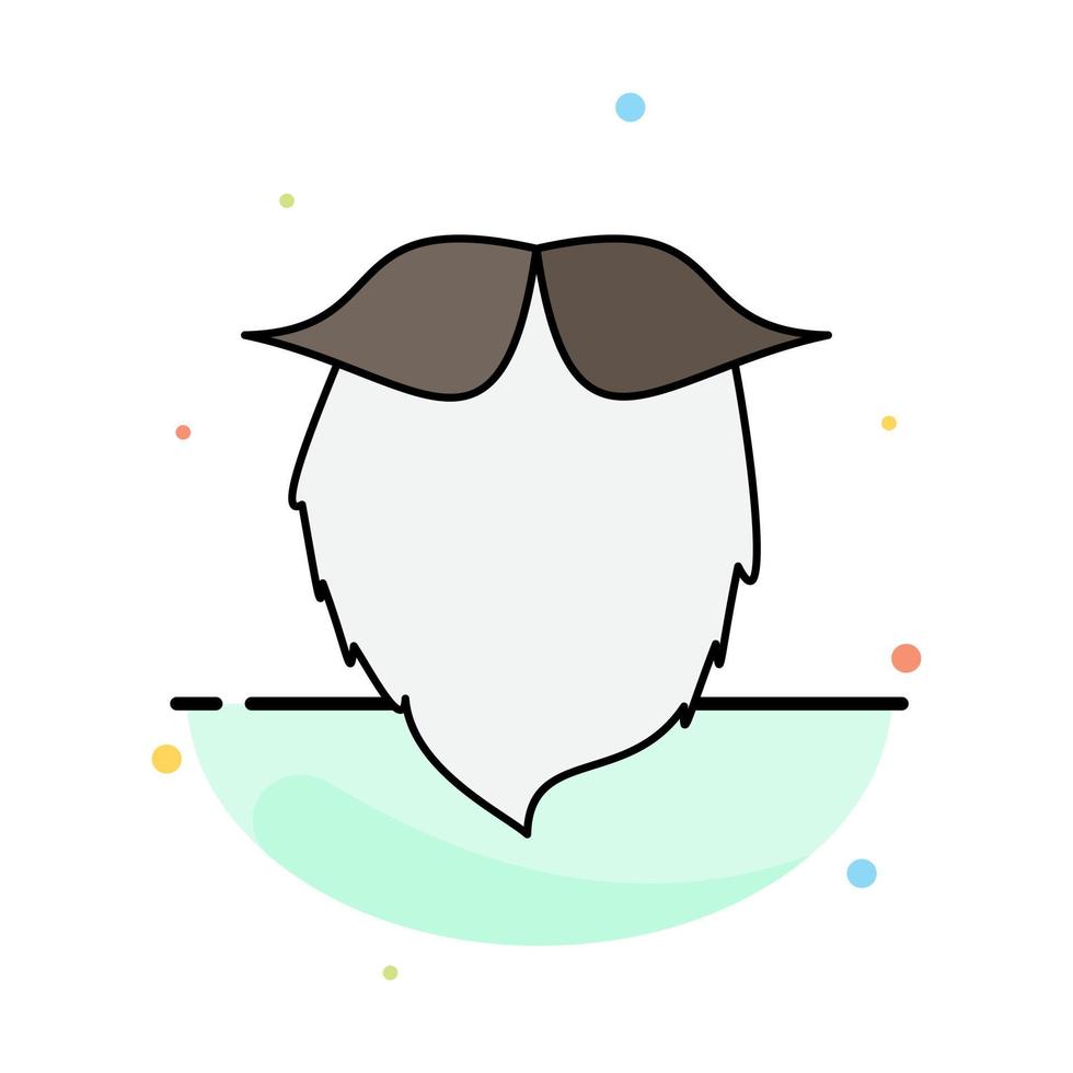 moustache Hipster movember beared men Flat Color Icon Vector