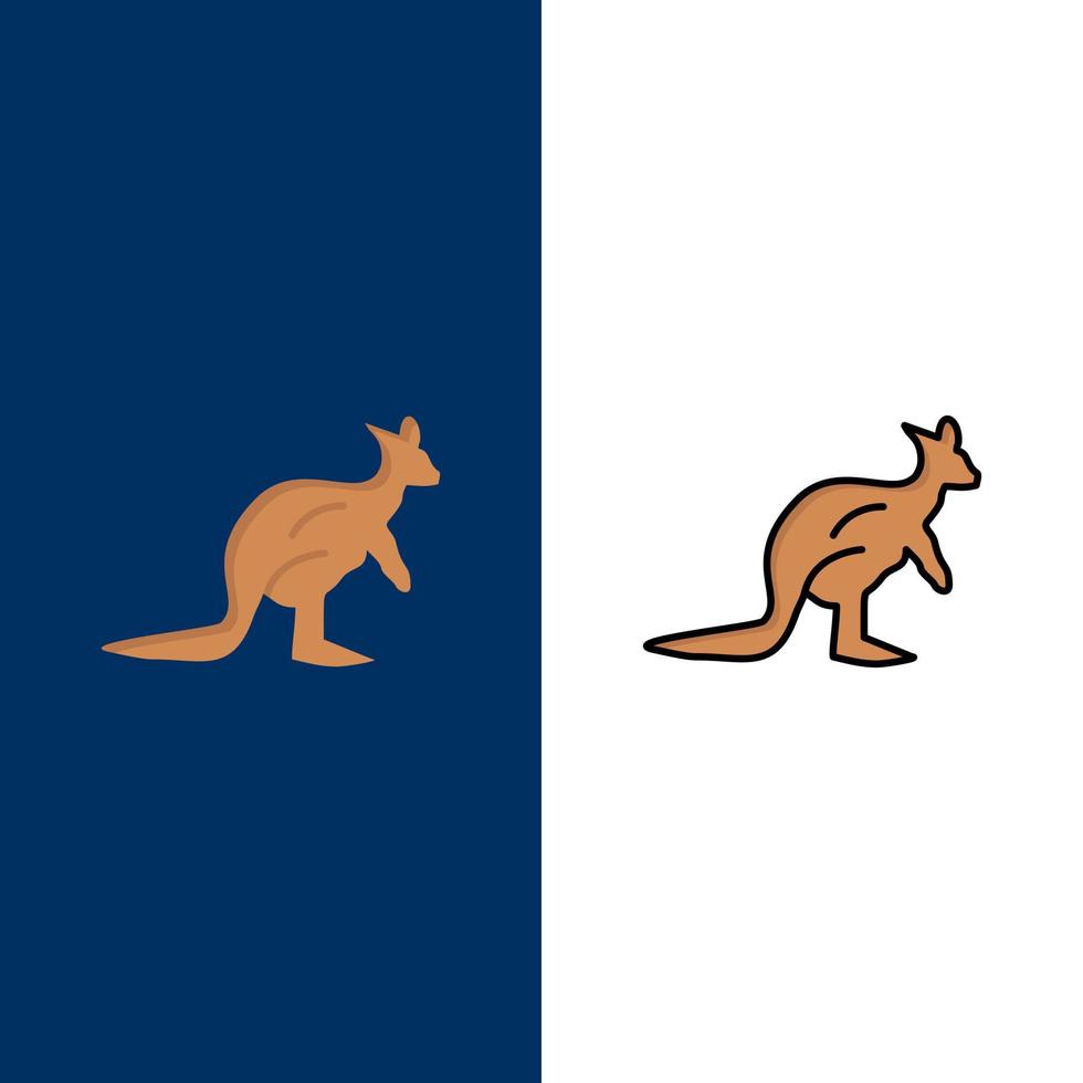 Animal Australia Australian Indigenous Kangaroo Travel  Icons Flat and Line Filled Icon Set Vector Blue Background