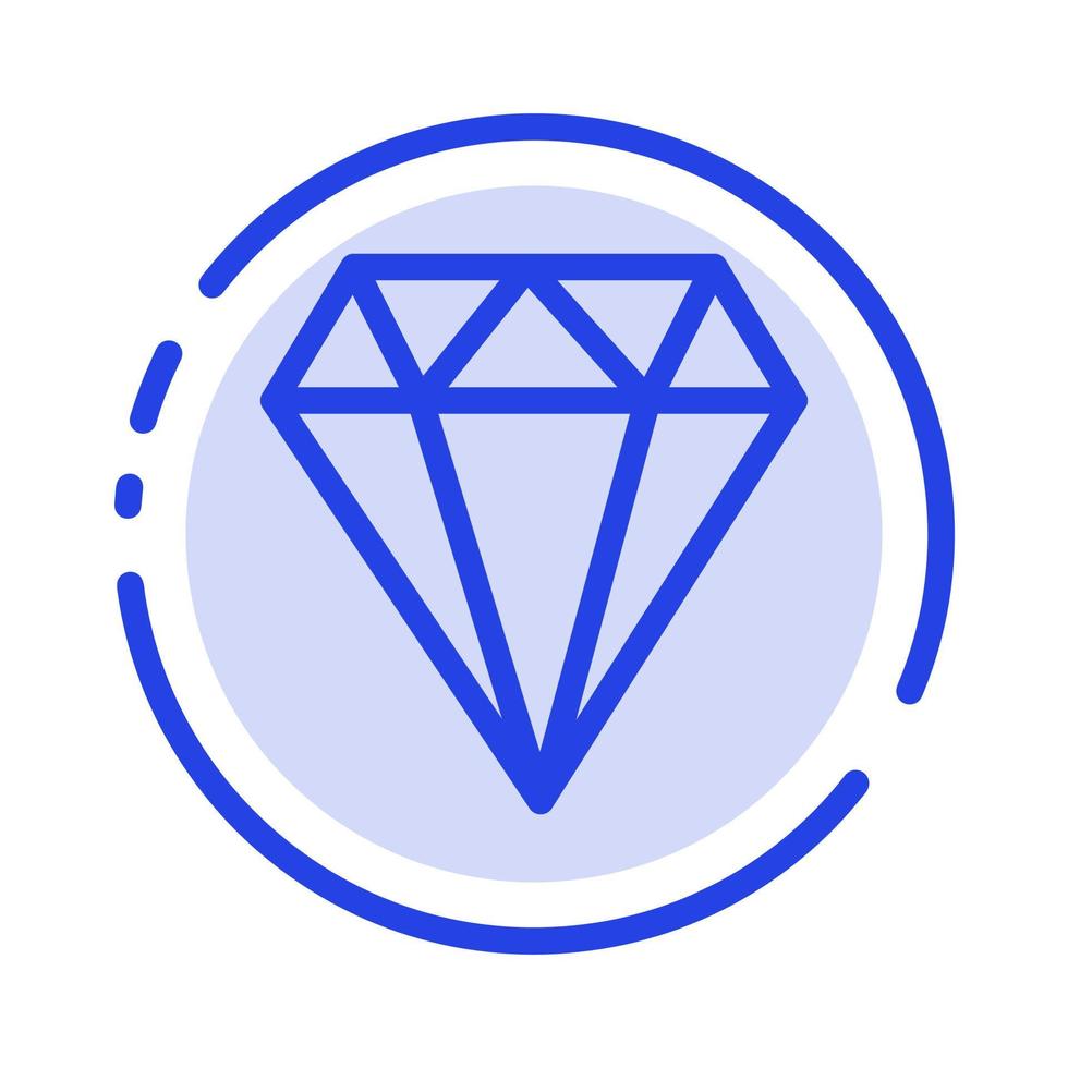 diamante joya joyería gam línea punteada azul icono de línea vector