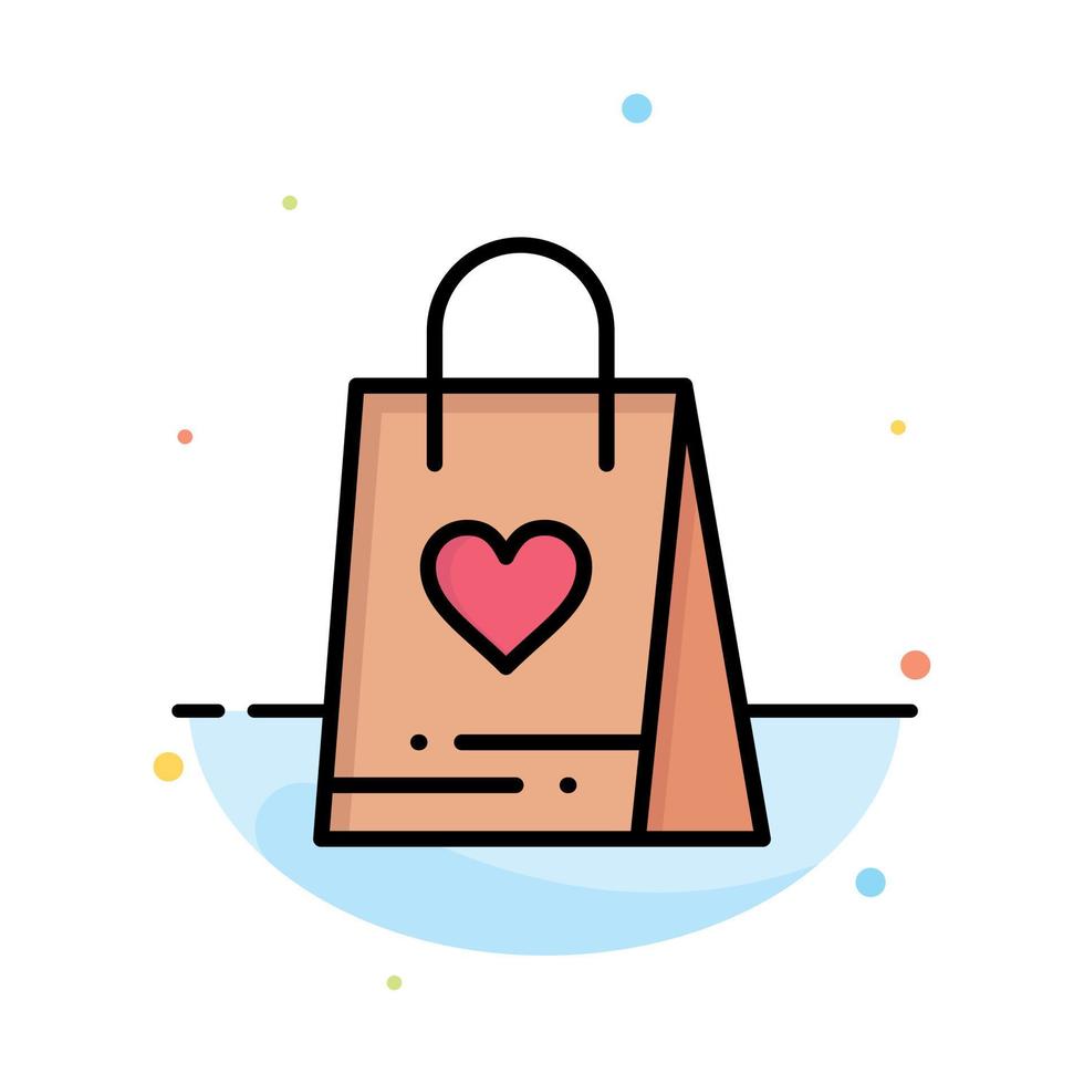 plantilla de icono de color plano abstracto de bolsa de regalo de amor de compras vector