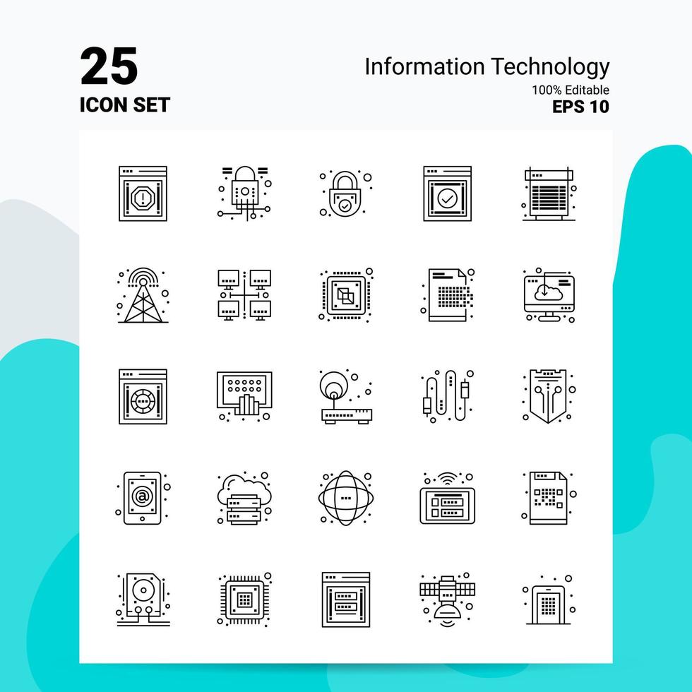 25 Information Technology Icon Set 100 Editable EPS 10 Files Business Logo Concept Ideas Line icon design vector