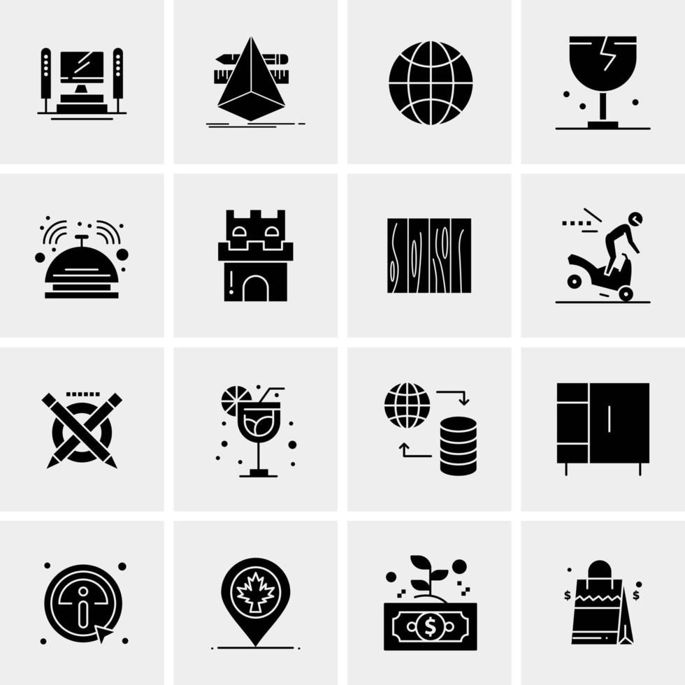 16 iconos de negocios universales vector ilustración de icono creativo para usar en proyectos relacionados con la web y dispositivos móviles