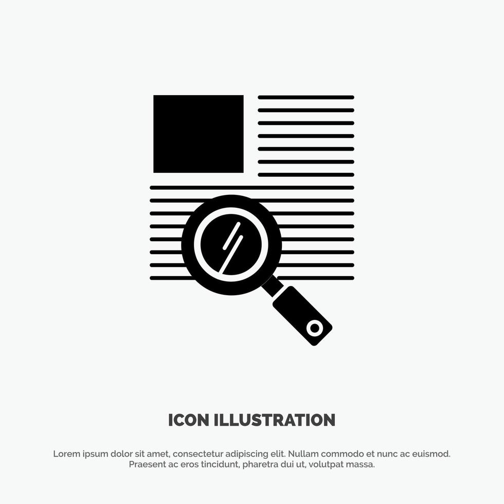 Line Text Zoom Reading solid Glyph Icon vector