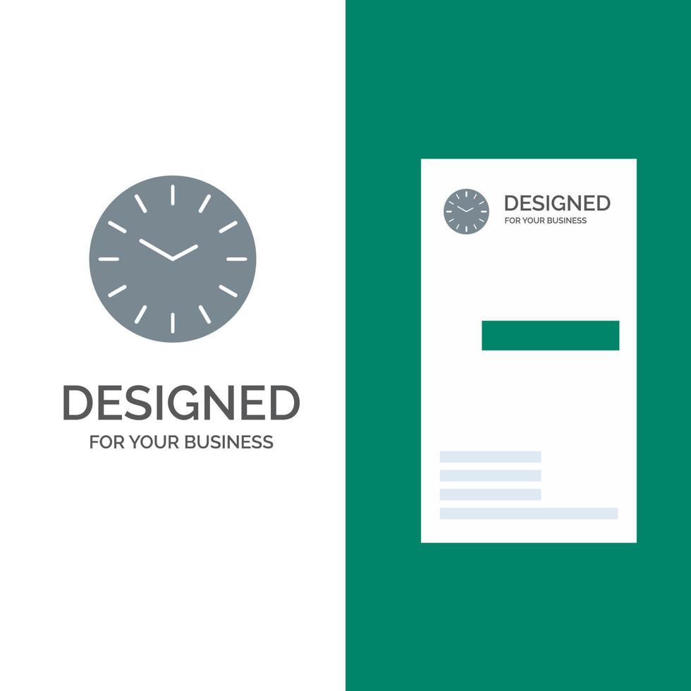 Time Clock Cleaning Grey Logo Design and Business Card Template vector