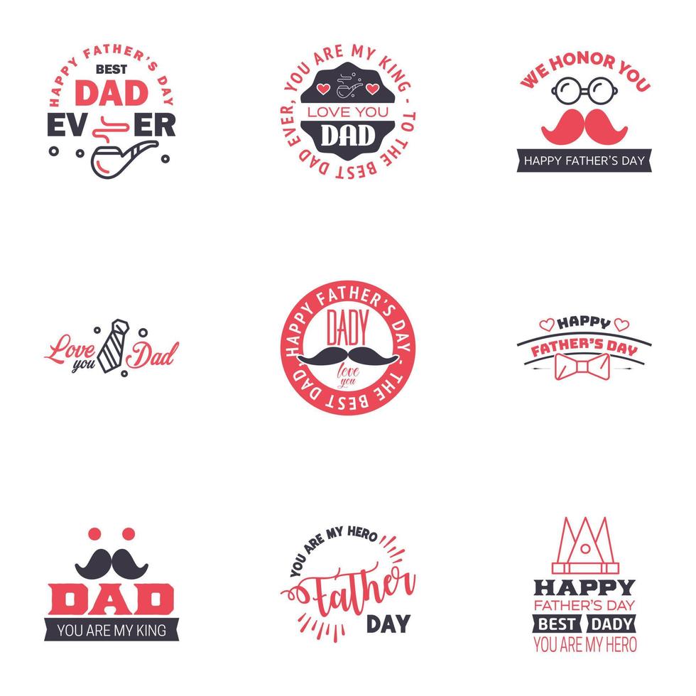 Happy fathers day 9 Black and Pink Typography Fathers day background design Fathers day greeting card Editable Vector Design Elements