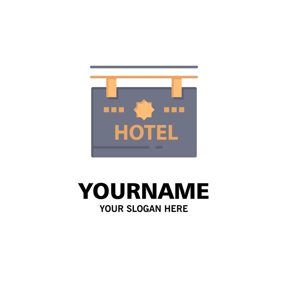 Hotel Sign Board Location Business Logo Template Flat Color vector