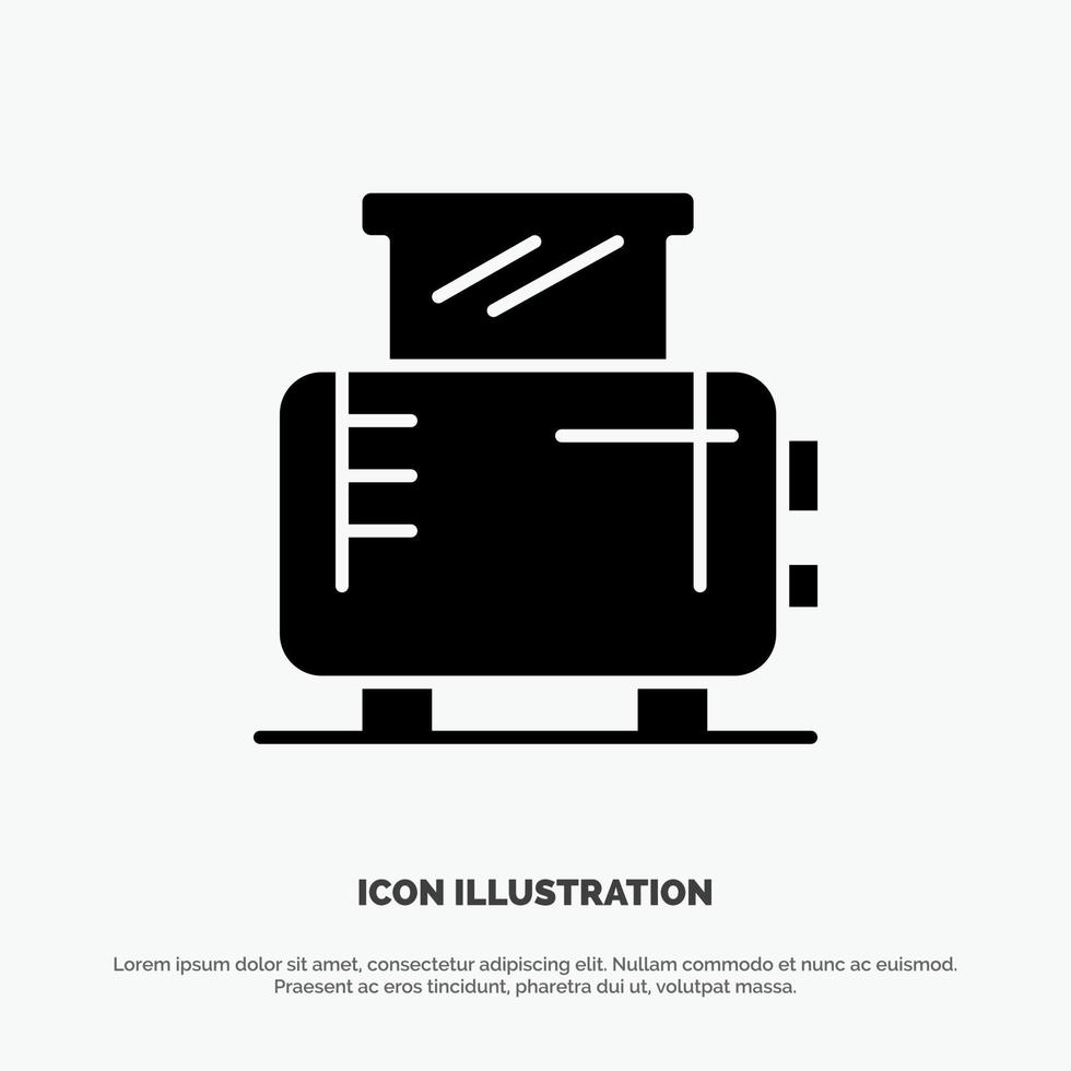 Electric Home Machine Toaster Solid Black Glyph Icon vector