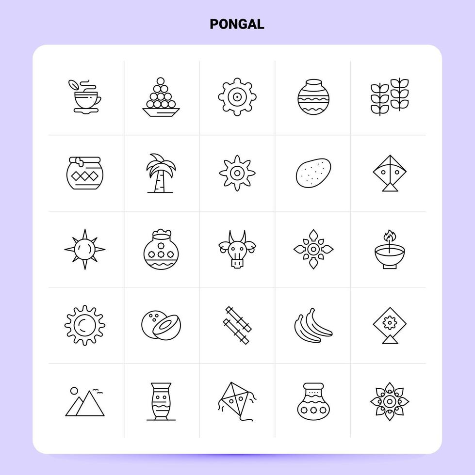 OutLine 25 Pongal Icon set Vector Line Style Design Black Icons Set Linear pictogram pack Web and Mobile Business ideas design Vector Illustration