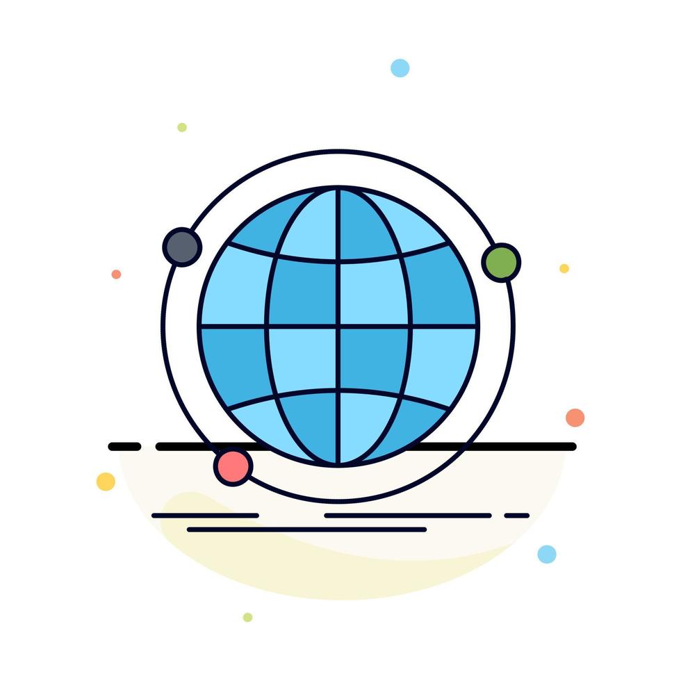 Data global internet network web Flat Color Icon Vector