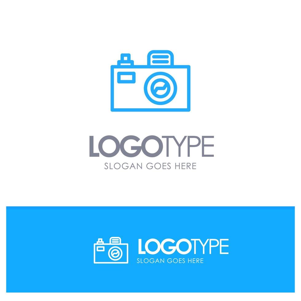 diseño de imagen de la cámara logotipo de contorno azul lugar para el eslogan vector