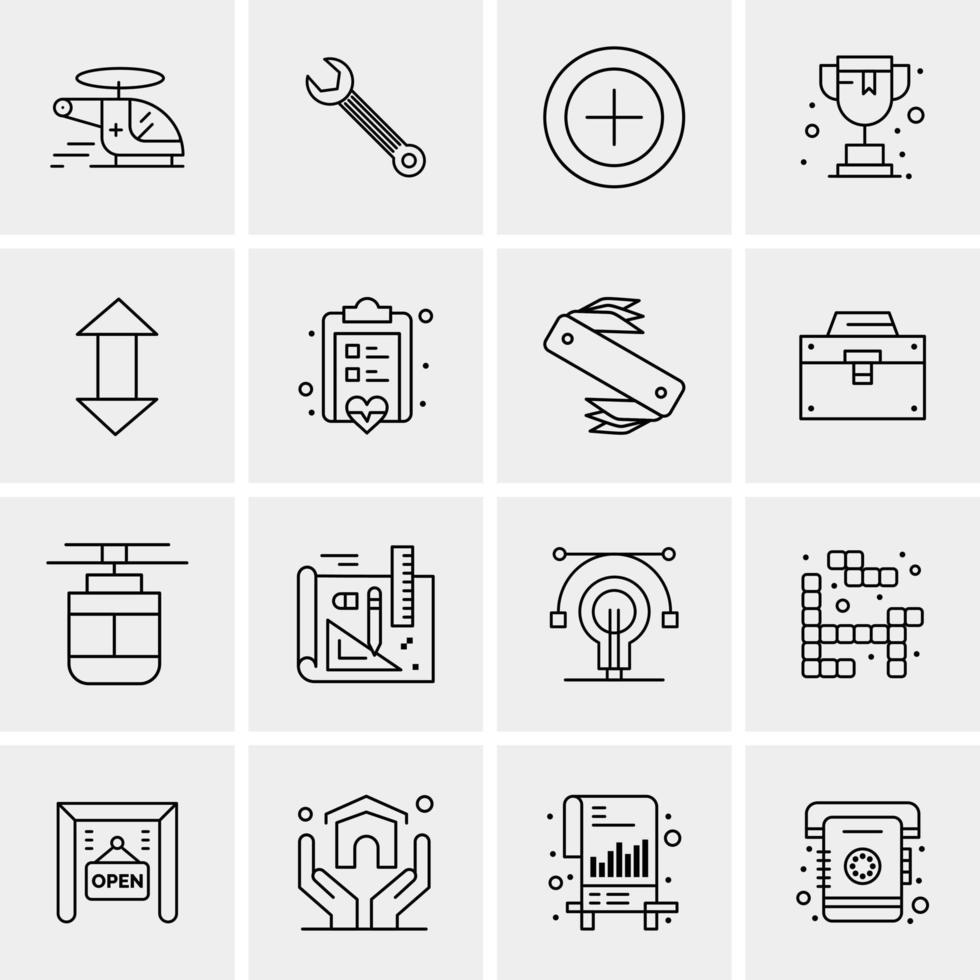 16 iconos de negocios universales vector ilustración de icono creativo para usar en proyectos relacionados con la web y dispositivos móviles