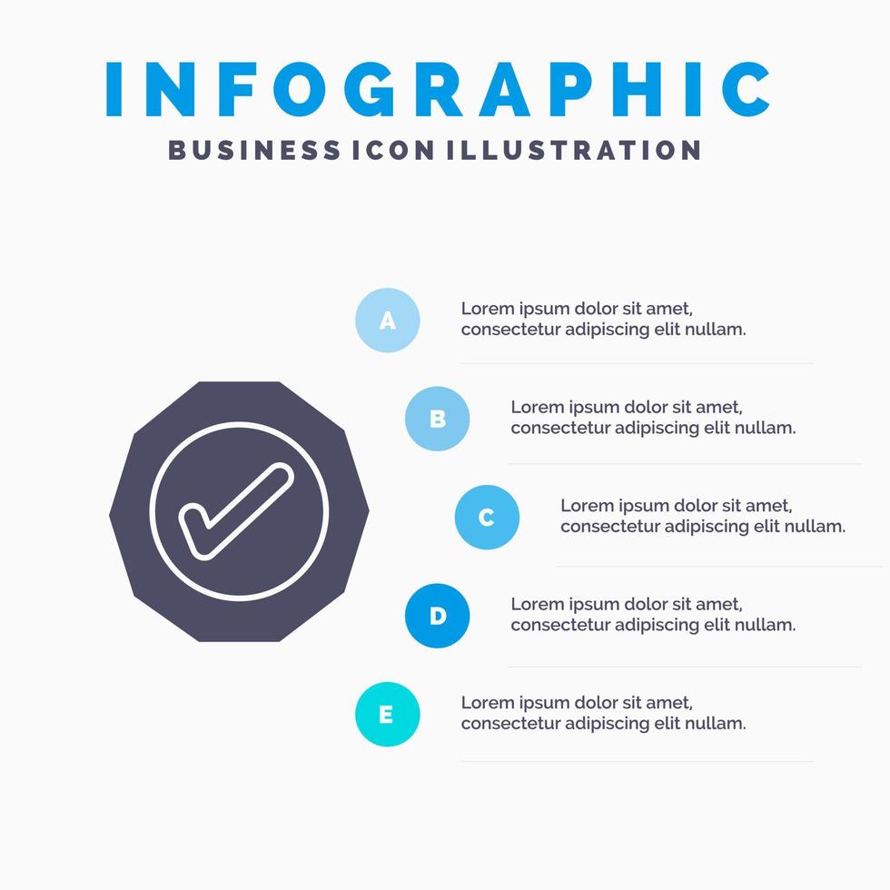 Logistic Ok Success Tick Solid Icon Infographics 5 Steps Presentation Background vector
