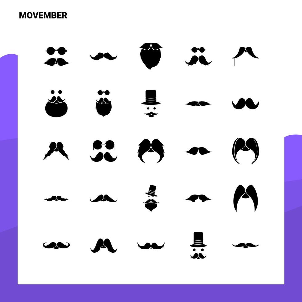 25 Movember Icon set Solid Glyph Icon Vector Illustration Template For Web and Mobile Ideas for business company