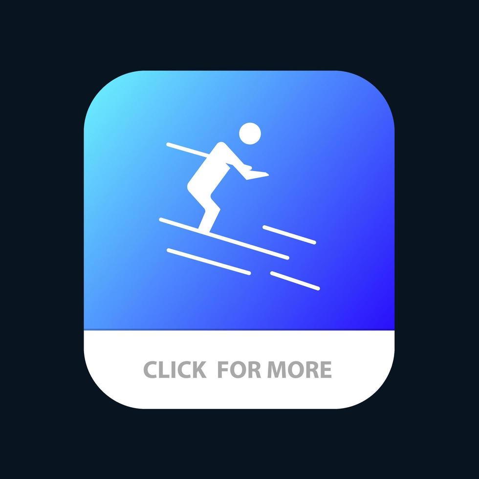 actividad esquí esquí deportista aplicación móvil botón android e ios versión de glifo vector