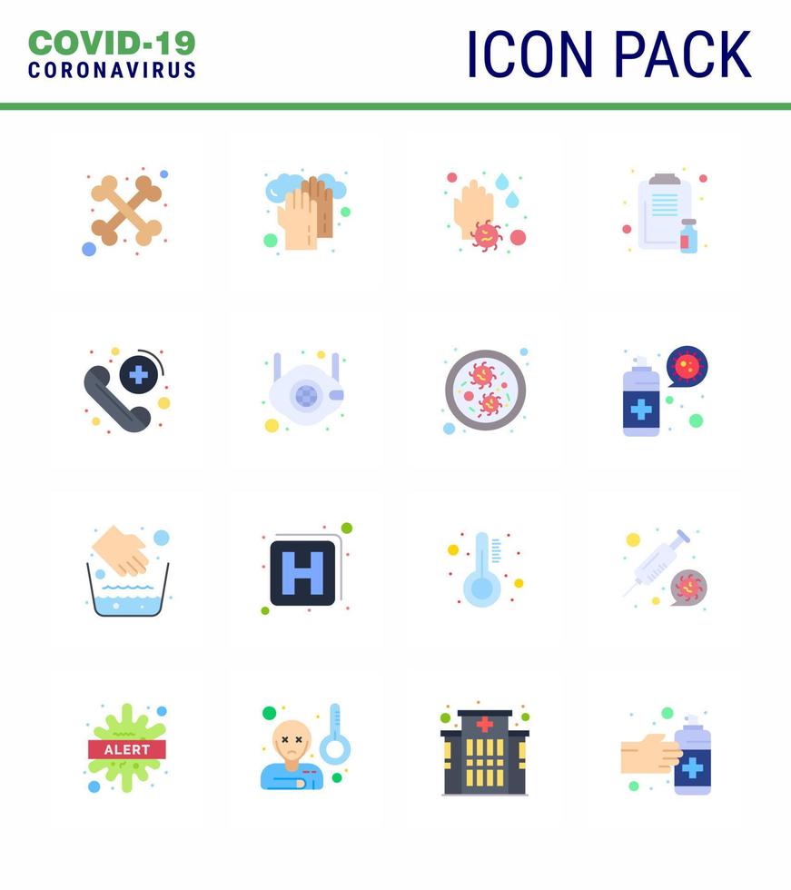 coronavirus 16 conjunto de iconos de color plano sobre el tema de la epidemia de corona contiene iconos como el informe de jabón de medicina de emergencia atención médica coronavirus viral 2019nov elementos de diseño de vectores de enfermedades