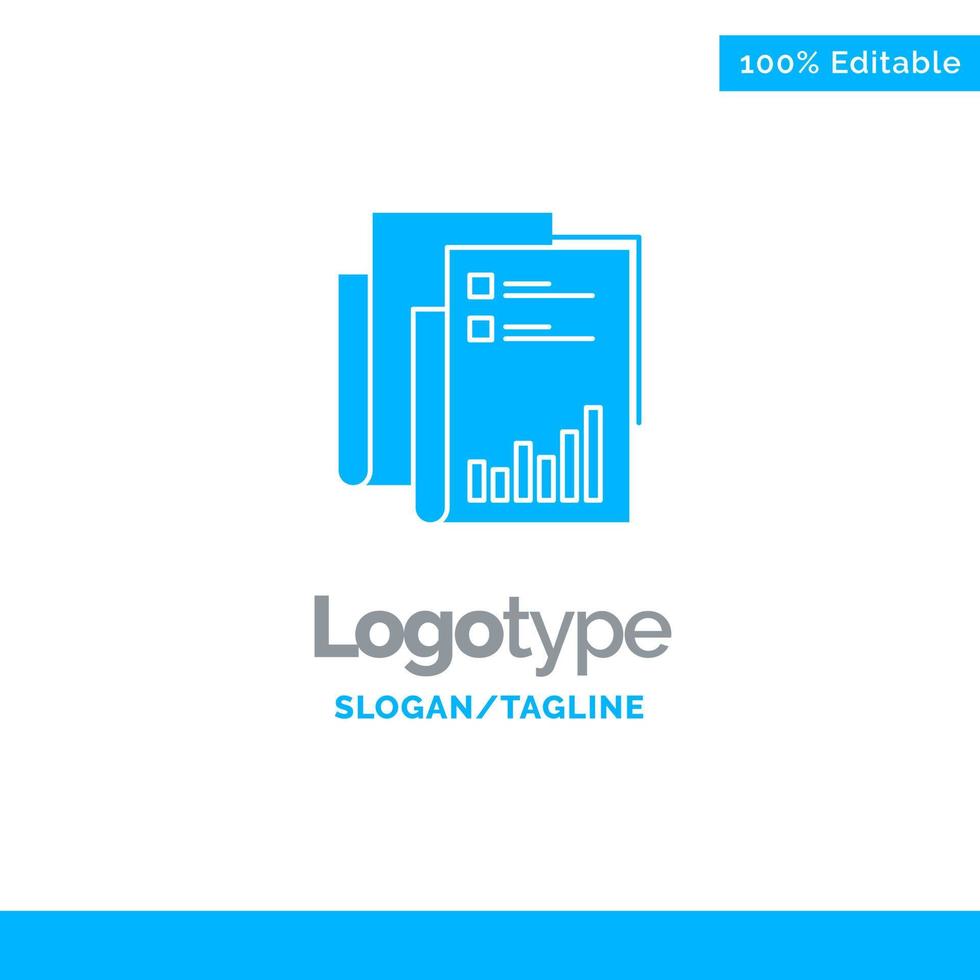 informe análisis auditoría datos comerciales marketing papel azul sólido logotipo plantilla lugar para eslogan vector