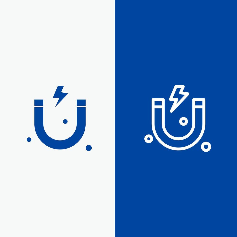 Attraction Magnet Science Line and Glyph Solid icon Blue banner Line and Glyph Solid icon Blue banner vector