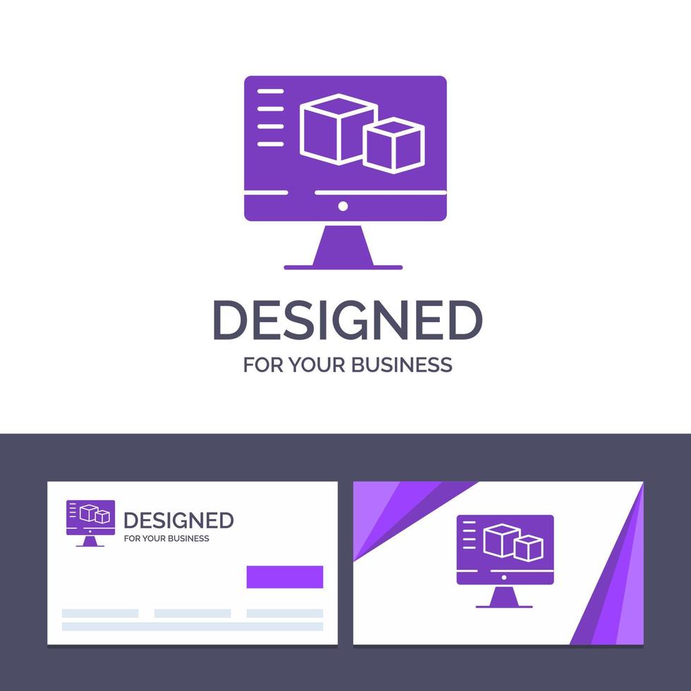 Creative Business Card and Logo template Computer Monitor Box Computing Vector Illustration