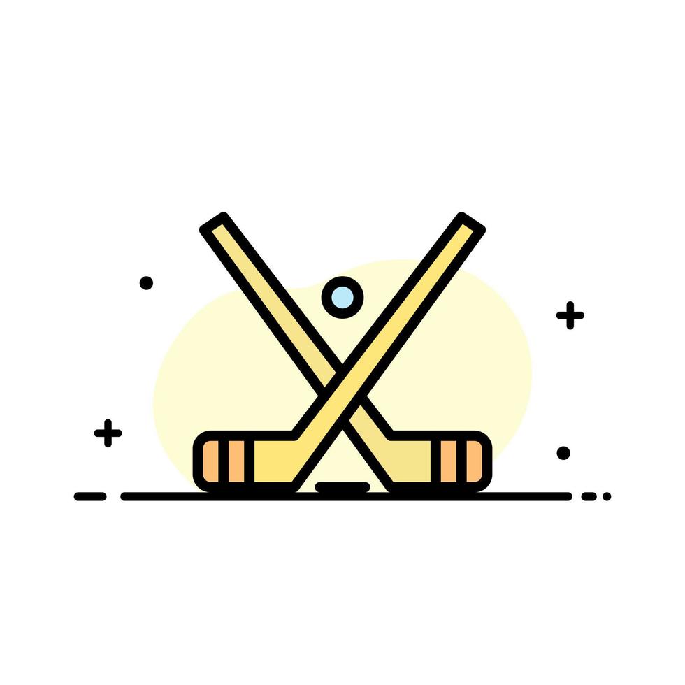 Emblem Hockey Ice Stick Sticks  Business Flat Line Filled Icon Vector Banner Template