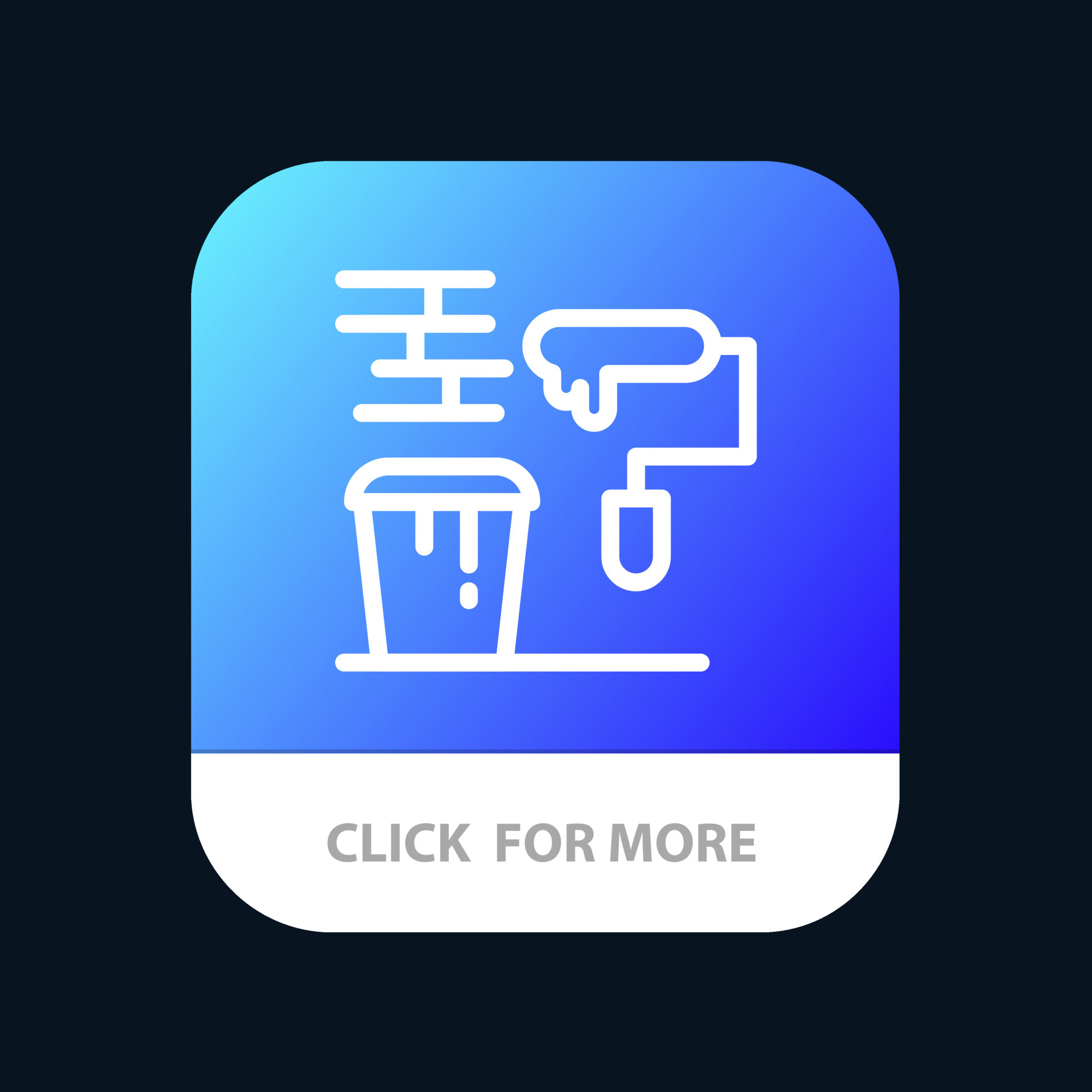 Brush Paint Painting Roller Tools Mobile App Button Android and IOS Line Version 19112063 Vector