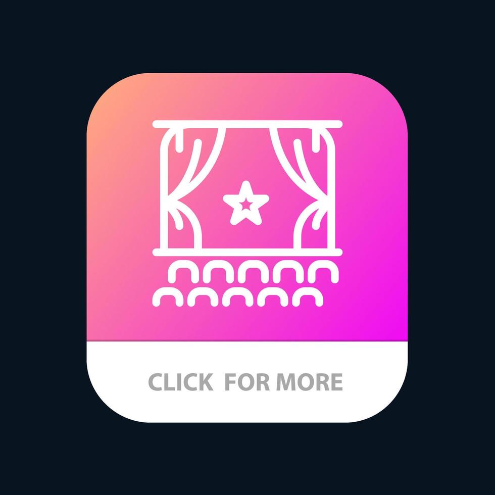Cinema Debut Film Performance Premiere Mobile App Button Android and IOS Line Version vector