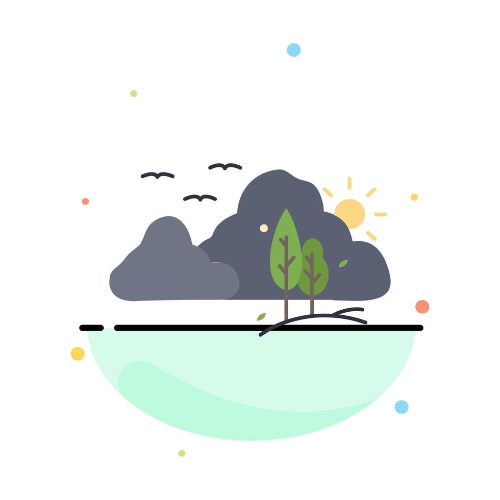 mountain landscape hill nature tree Flat Color Icon Vector