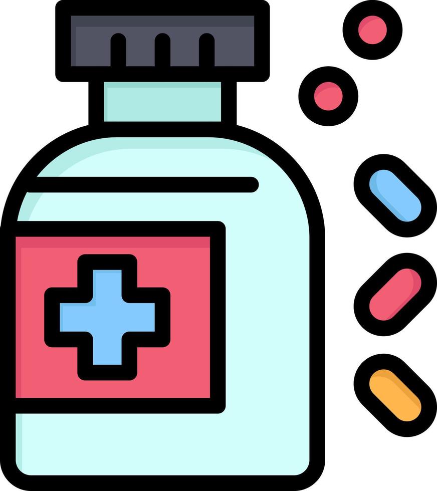 Bottle Medicine Tablet  Flat Color Icon Vector icon banner Template