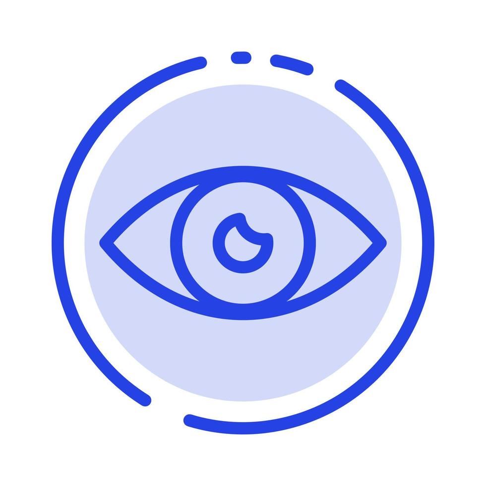 aplicación icono básico diseño ojo móvil línea punteada azul icono de línea vector