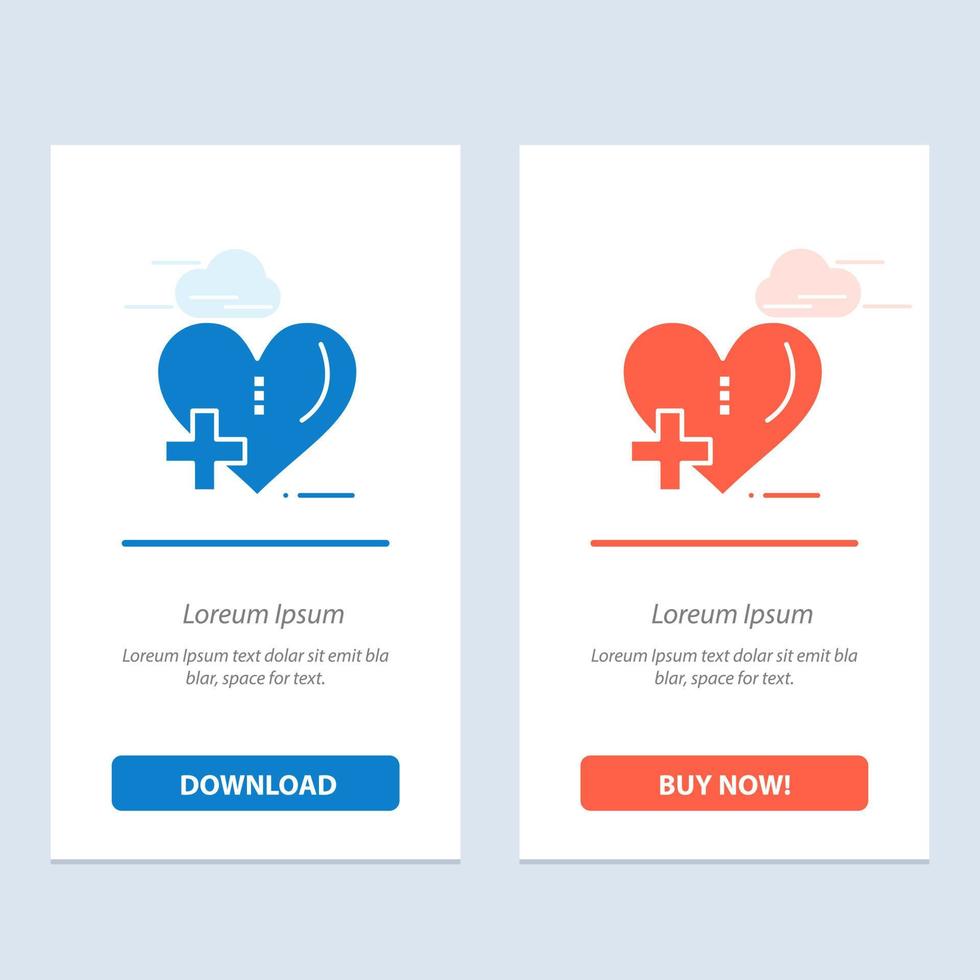 Love HealthCare Hospital Heart Care  Blue and Red Download and Buy Now web Widget Card Template vector