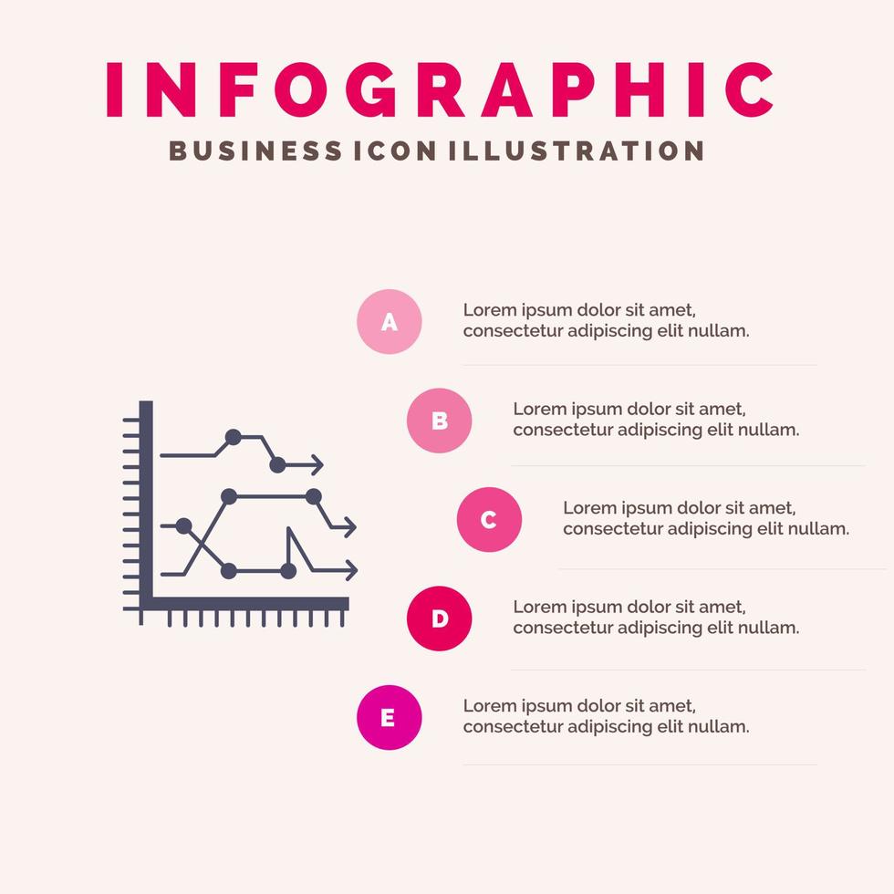 Analytics Business Chart Diagram Graph Trends Solid Icon Infographics 5 Steps Presentation Background vector